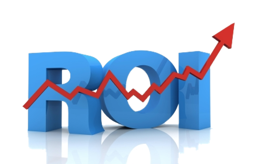 ROI lettering with an upward arrow
